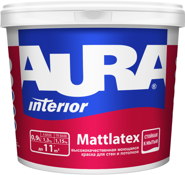Краска AURA Mattlatex моющаяся стены/потолок 0,9 л