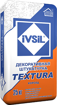 Штукатурка цементная Короед IVSIL TEXTURA БЕЛЫЙ 2,5мм 25кг(48)