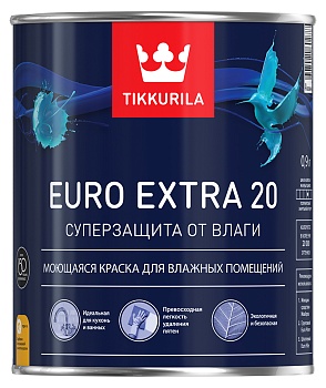 Краска EURO EXTRA 20 А п/мат 0,9л для влажных помещений TIKKURILA