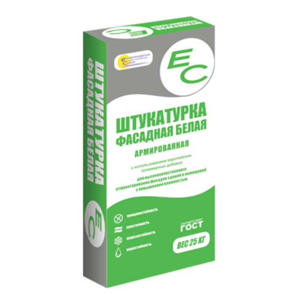 Штукатурка цементная ЕС фасадная белая 25кг (50)