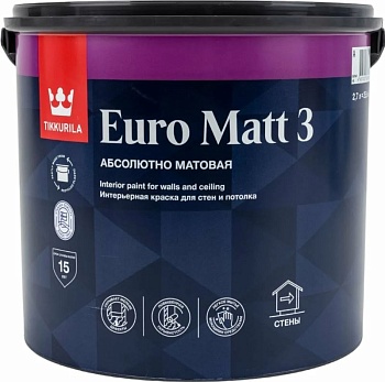 Краска EURO MATT 3 C гл/мат 2,7л TIKKURILA