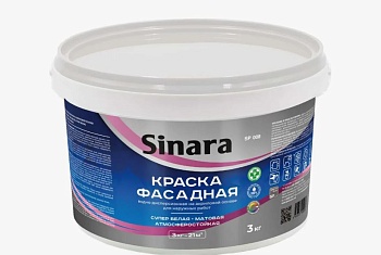 Краска акриловая для фасадов супер белая 3кг (4) Sinara