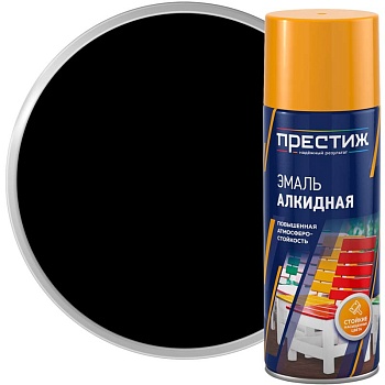 Эмаль Аэрозольная алкидная ЧЕРНАЯ 425мл глянец универсальная Престиж