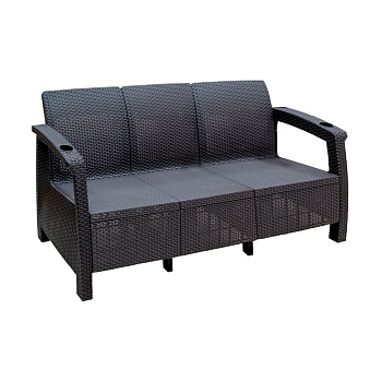 Диван пластиковый ШОКОЛАД Ротанг 3-х местный 1880*700*790мм Альтернатива