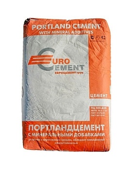 Цемент Евроцемент 50кг М-500 Д-20 (ЧЕРКЕССК) (ЦЕМ II/A-И 42,5 Н СС) (34)