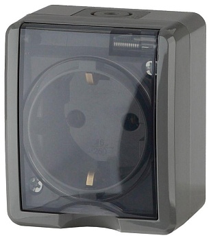 11-2403-03  ЭРА Розетка 2х2P+E IP54, 16АХ-250В, ОУ, Эра Эксперт, серый