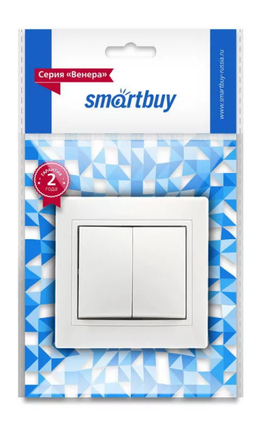 Выключатель Smartbuy 2-клавишный белый