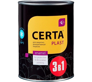 Грунт-эмаль 3в1 по ржавчине черный до 150С (0,8кг) CERTA-PLAST