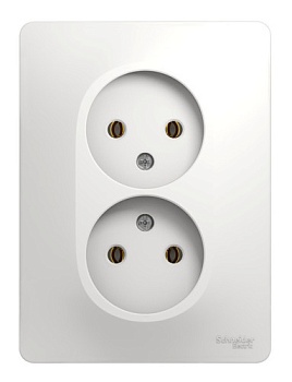 Розетка 2-м СП Glossa 16А IP20 без заземл. белый SchE GSL000120