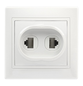 Розетка компьютер+телефон RJ-45+Phone 1 местная белая "Венера" (SBE-01w-S1-RJPH)