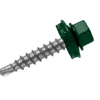 Саморез кровельный 5,5х25 темно-зеленый 6005 (250шт)