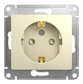 Механизм розетки 1-м СП Glossa 16А IP20 с заземл. защ. шторки бежевый SchE GSL000245