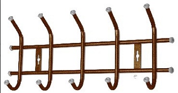 Вешалка настенная 5 крючков 485*18*67 мм медный антик Ника