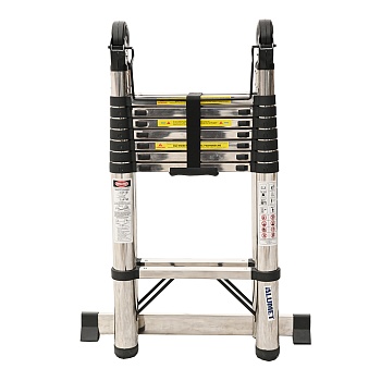 Лестница телескопическая двухсекционная АЛЮМЕТ STD 2.5, стальная, 2x8 ступеней, 5 м 275849