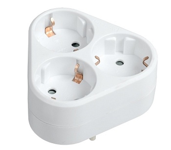 Разветвитель 3 гнезда электрический с/з Т-01/03 треугольный IEK