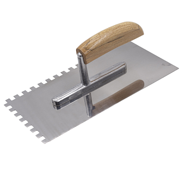 Гладилка зубчатая нержавеющая сталь рукоятка из бука 270х125мм зуб 8х8мм 27-0-008