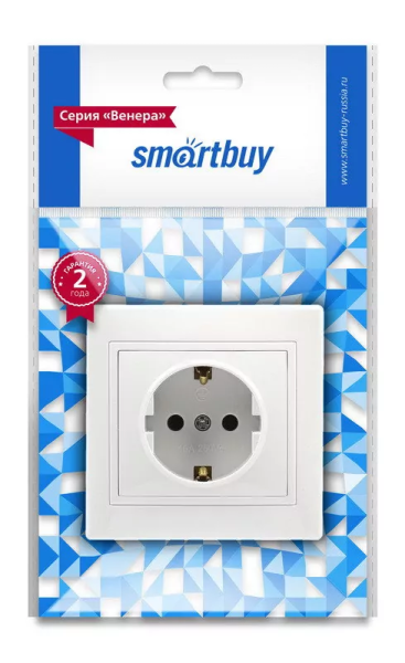 Розетка Smartbuy 1-ая с/з белая