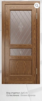 Дверное полотно Калина-К  Тон 45 дуб натуральный  800 Стекло Лилия бронза (витрина)