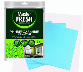 Салфетки универсальные 30*38см вискоза 3шт Master Fresh