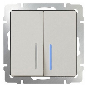 WERKEL Выключатель 2-кл с подсветкой (слоновая кость) механизм WL03-SW-2G-LED-ivory / W1120103 (1/10/100)