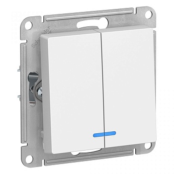 Механизм выключателя 2-кл. СП AtlasDesign 10А IP20 с подсветкой белый SchE ATN000153
