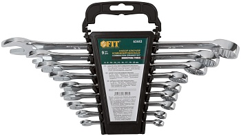 Набор ключей комбинированных 6-22 мм, в пласт. держателе 9 шт FIT 63443