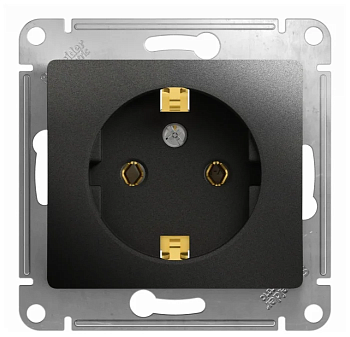 Розетка 1-м СП Glossa 16А IP20 с/з механизм антрацит SE GLS000743