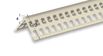 Уголок перфорированный ПВХ защитный 3,0м полка 4мм (25)