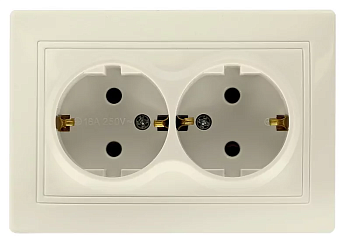 Розетка 2-местная с заземлением 16А бежевая "Венера" (SBE-01i-16-S2-Z-c)