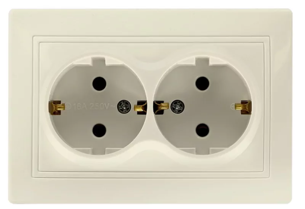Розетка Smartbuy 2-ая с/з крем