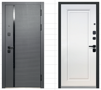 Дверь металлическая Luxor 2МДФ Горизонталь НЕО Эмалит Белый 2050х960 левая