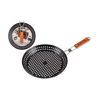 Решетка-гриль круглая D=30 см. антипригар.,дерев.ручка (1/12) ECOS 24031W