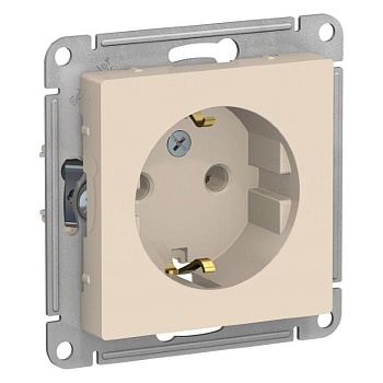 Механизм розетки 1-м СП AtlasDesign 16А IP20 с заземл. бежевый SchE ATN000243