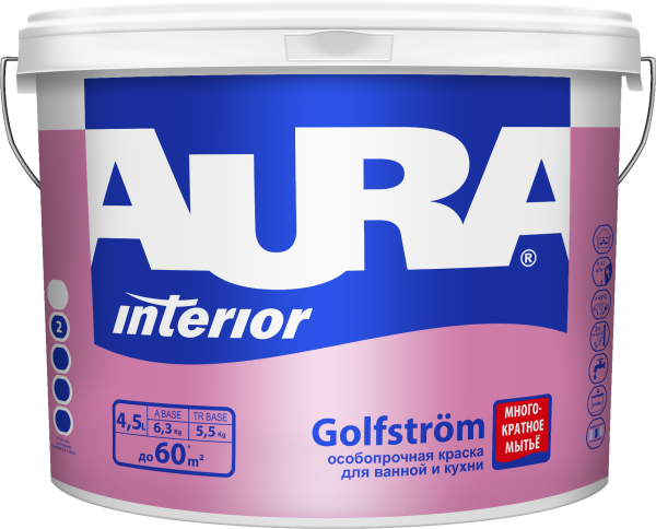 Краска AURA GOLFSTROM для ванной и кухни 4,5л