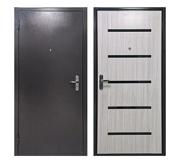 Дверь мет. SLIM ECO MP Шоколад букле, МДФ Бьянко ларче, SL-142, Lakobel Black  2050*860 R (правая)