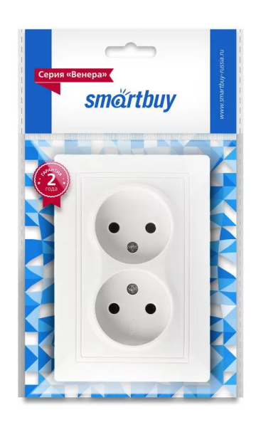 Розетка Smartbuy 2-ая б/з белая