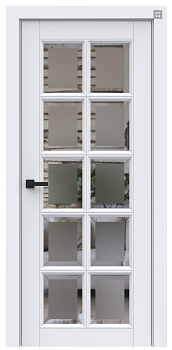 Дверное полотно ГАРМОНИЯ Q1 ДО с 1ой ст. Софт белое с 2-ой Софт серый/Белый  М1 P1 Имит. фацета 800*2000 (витрина)