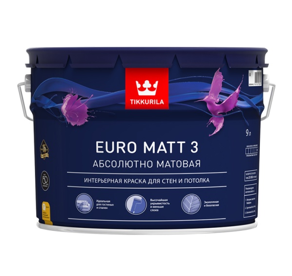 Краска  EURO MATT 3 А гл/мат 9л TIKKURILA