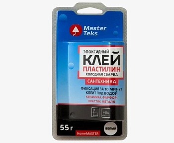 Холодная сварка клей-пластилин эпоксидный для сантехники Masterteks НМ 55гр,белый 9753192