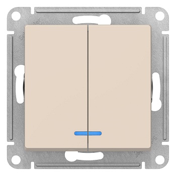 Механизм выключателя 2-кл. СП AtlasDesign 10А IP20 с подсветкой бежевый SchE ATN000253