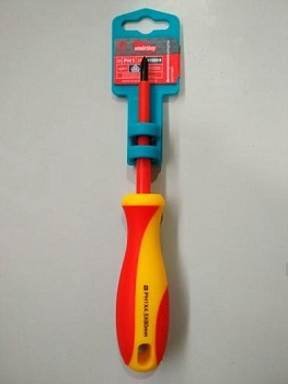 Диэлектрическая отвертка крестовая PH1x80, до 1000В, VDE, Smartbuy Tools (SBT-SCI-PH1x80P1)