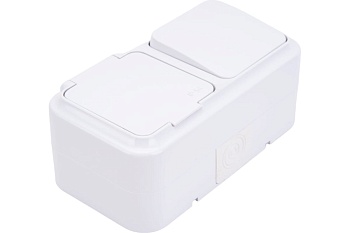 Блок (1-й выкл. + роз с/з) белый ОУ IP54, В-РЦ-657 Пралеска Аква Bylectrica (25)