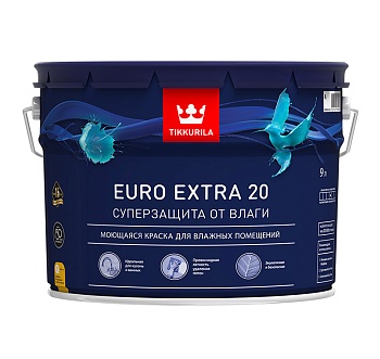 Краска EURO EXTRA 20 А п/мат 9л для влажных помещений TIKKURILA