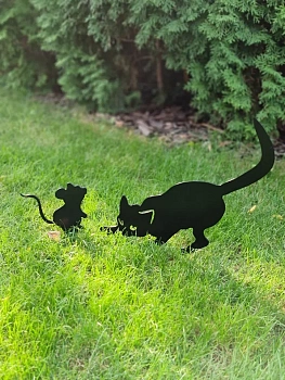 Фигура садовая металлическая Кот и Мышь №3