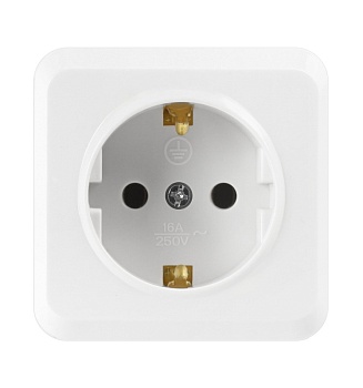Розетка 1-местная 16А с заземлением белая "Юпитер" (SBE-03w-16-S1-Z-c)