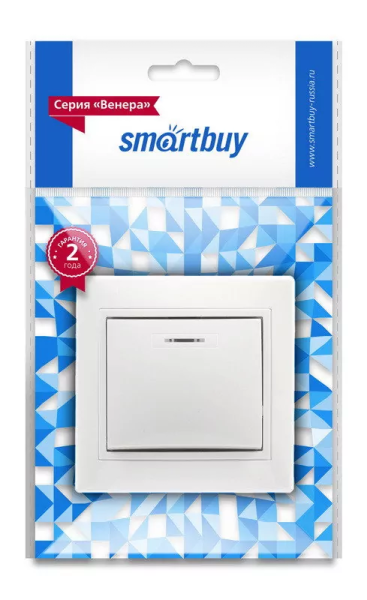 Выключатель Smartbuy 1-клавишный белый с индикатором