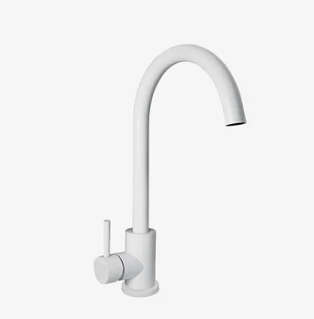 Смеситель для кухни шар. с высоким изливом Булат нерж.сталь цвет белый 511510