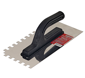 Гладилка зубчатая нержавеющая сталь пластиковая рукоятка 130х270мм зуб 10х10мм 27-1-010