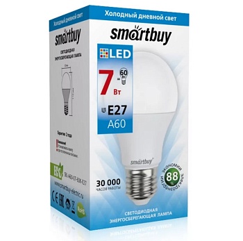 Светодиодная (LED) Лампа Smartbuy-A60-07W/6000 (SBL-A60-07-60K-E27)