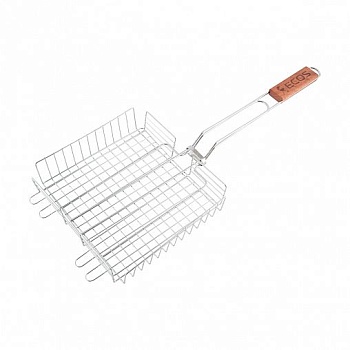 Решетка-гриль 31*24*1,5см хром,дерев.ручка (1/24) ECOS 22012D